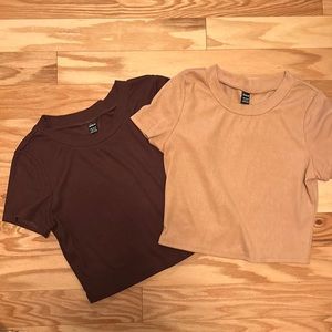 2 Shein short sleeve tops. Size large, Brown and light brown on color